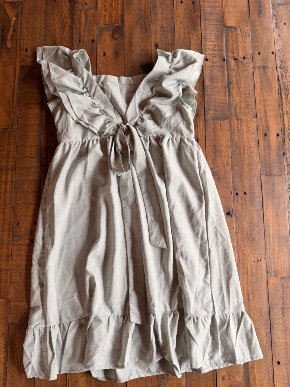 Sage Green Ruffle Sleeve Tie Back Dress Girls Cottagecore Size 12